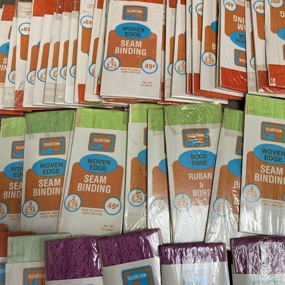 Vintage SEAM BINDING Rayon Woven Edge Ribbon Stretch Lace Various Lot Of 54 - Picture 2 of 4